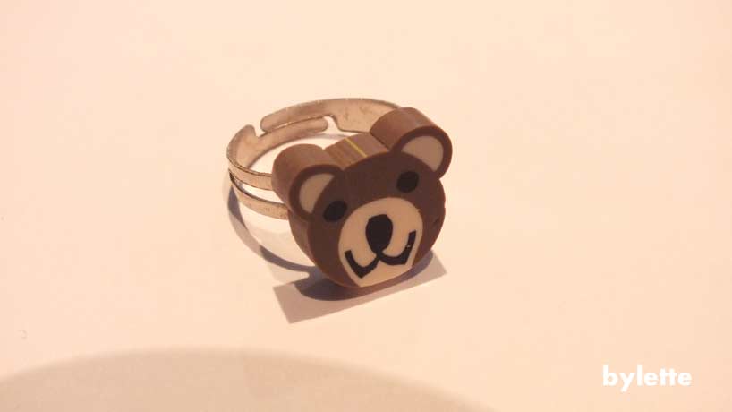 Children\'s ring adjustable fimo bear